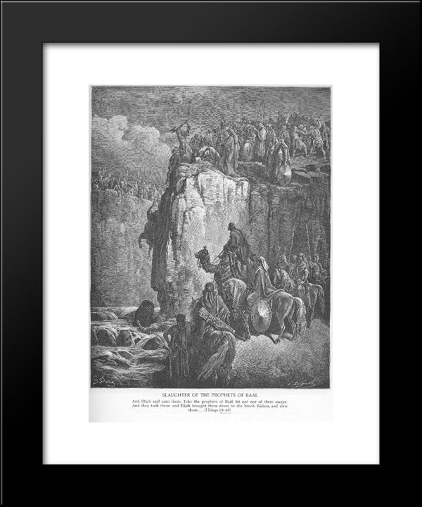 The Prophets Of Baal Are Slaughtered 20x24 Black Modern Wood Framed Art Print Poster by Dore, Gustave