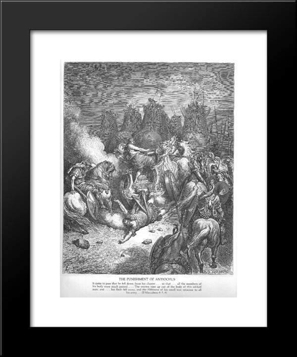The Punishment Of Antiochus 20x24 Black Modern Wood Framed Art Print Poster by Dore, Gustave