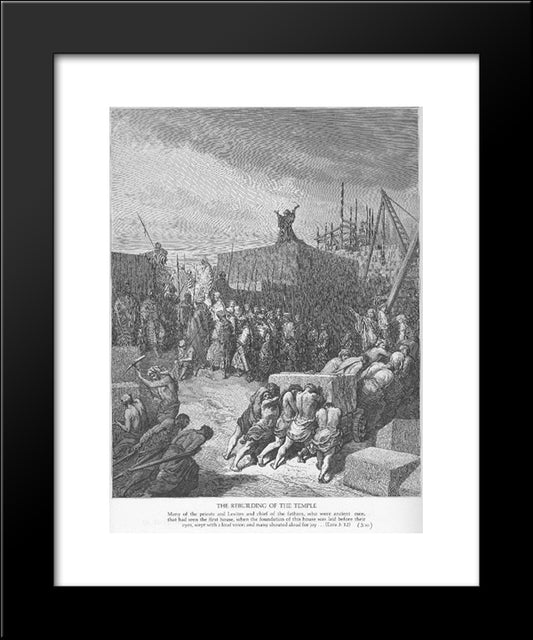 The Rebuilding Of The Temple Is Begun 20x24 Black Modern Wood Framed Art Print Poster by Dore, Gustave