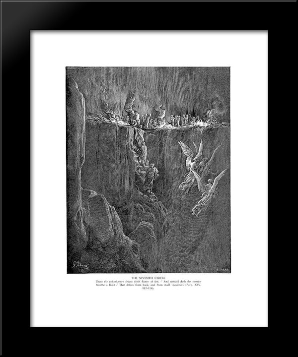The Seventh Circle 20x24 Black Modern Wood Framed Art Print Poster by Dore, Gustave