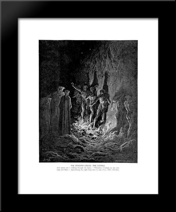 The Seventh Circle--The Lustful 20x24 Black Modern Wood Framed Art Print Poster by Dore, Gustave