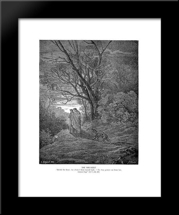 The She-Wolf 20x24 Black Modern Wood Framed Art Print Poster by Dore, Gustave