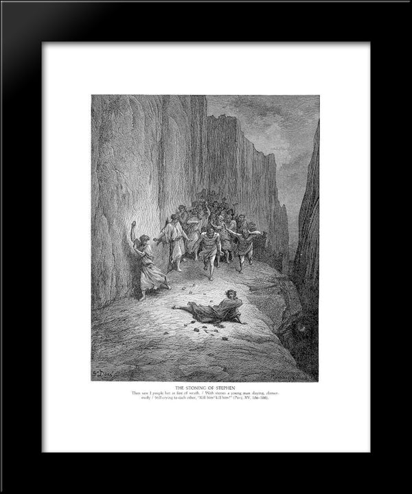 The Stoning Of Stephen 20x24 Black Modern Wood Framed Art Print Poster by Dore, Gustave