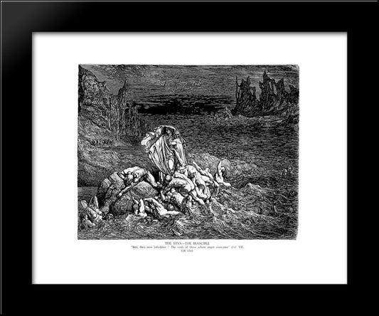 The Styx--The Irascible 20x24 Black Modern Wood Framed Art Print Poster by Dore, Gustave