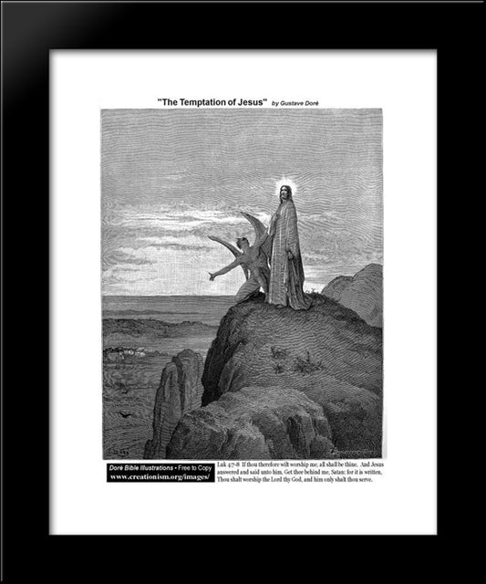 The Temptation Of Jesus 20x24 Black Modern Wood Framed Art Print Poster by Dore, Gustave