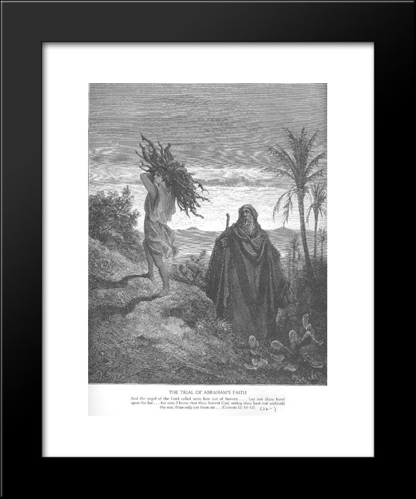 The Testing Of Abraham'S Faith 20x24 Black Modern Wood Framed Art Print Poster by Dore, Gustave