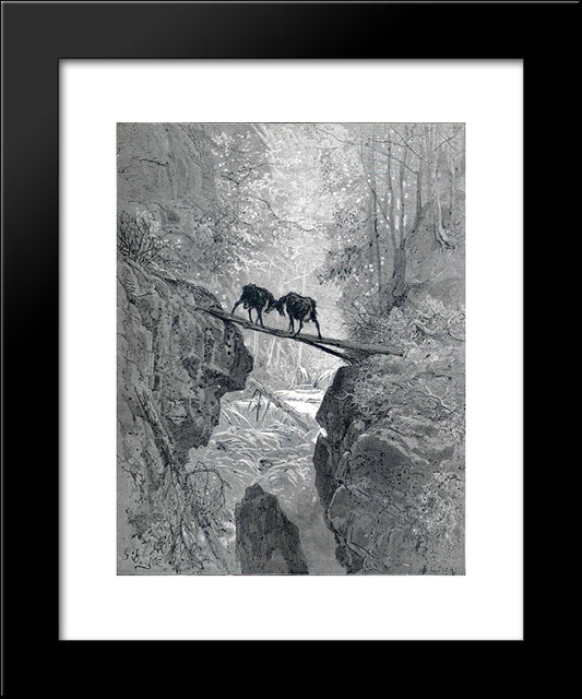 The Two Goats 20x24 Black Modern Wood Framed Art Print Poster by Dore, Gustave