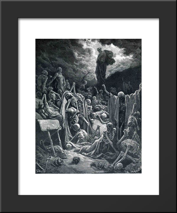 The Vision Of The Valley Of Dry Bones 20x24 Black Modern Wood Framed Art Print Poster by Dore, Gustave