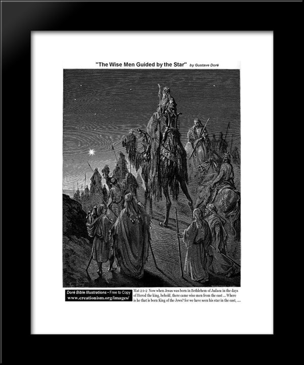 The Wise Men Guided By The Star 20x24 Black Modern Wood Framed Art Print Poster by Dore, Gustave