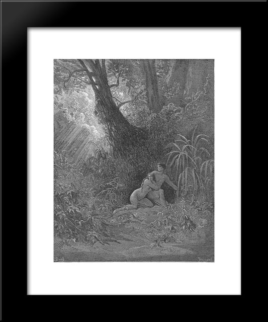 They Heard, And From His Presence Hid Themselves Amoung The Thickest Trees 20x24 Black Modern Wood Framed Art Print Poster by Dore, Gustave