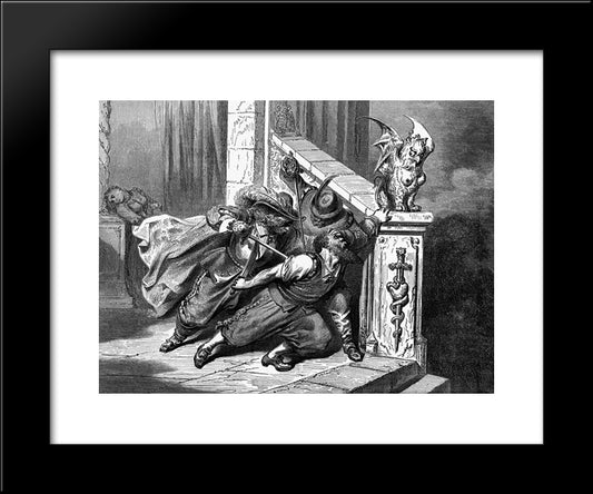 They Plunged Their Swords Through His Body 20x24 Black Modern Wood Framed Art Print Poster by Dore, Gustave