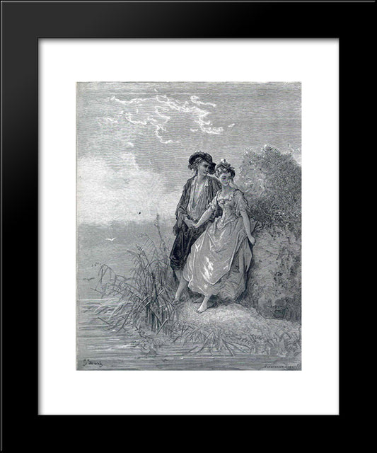 Tircis And Amaranth 20x24 Black Modern Wood Framed Art Print Poster by Dore, Gustave