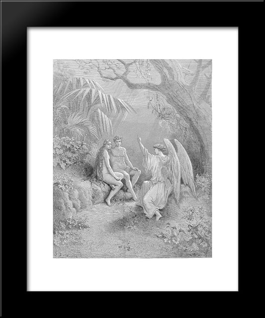 To Whom The Winged Hierarch Replied O Adam, One Almighty Is, From Whom All Things Proceed 20x24 Black Modern Wood Framed Art Print Poster by Dore, Gustave