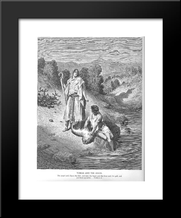 Tobias And The Angel 20x24 Black Modern Wood Framed Art Print Poster by Dore, Gustave