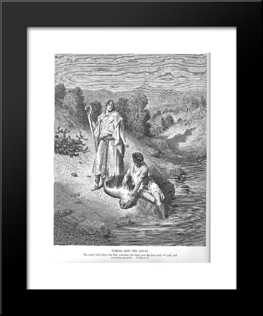 Tobias And The Angel 20x24 Black Modern Wood Framed Art Print Poster by Dore, Gustave