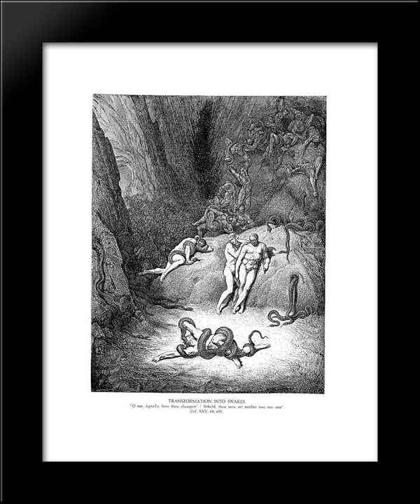 Transformation Into Snakes 20x24 Black Modern Wood Framed Art Print Poster by Dore, Gustave