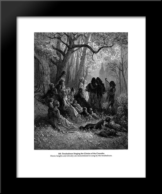 Troubadours Singing The Glories Of The Crusades 20x24 Black Modern Wood Framed Art Print Poster by Dore, Gustave