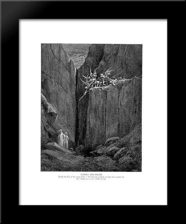 Tumult And Escape 20x24 Black Modern Wood Framed Art Print Poster by Dore, Gustave