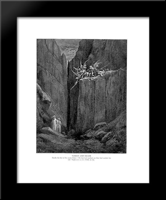 Tumult And Escape 20x24 Black Modern Wood Framed Art Print Poster by Dore, Gustave