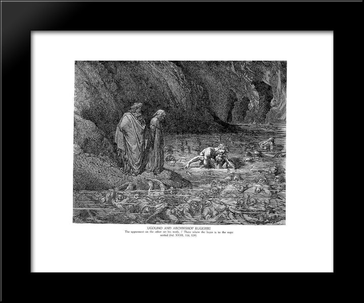 Ugolino And Archbishop Ruggieri 20x24 Black Modern Wood Framed Art Print Poster by Dore, Gustave