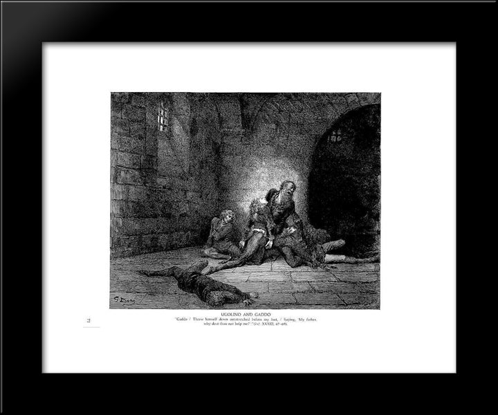 Ugolino And Gaddo 20x24 Black Modern Wood Framed Art Print Poster by Dore, Gustave