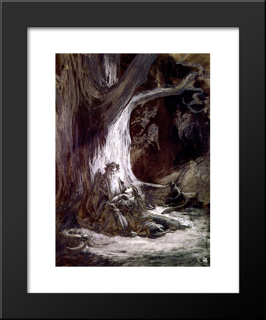 Vivien And Merlin 20x24 Black Modern Wood Framed Art Print Poster by Dore, Gustave