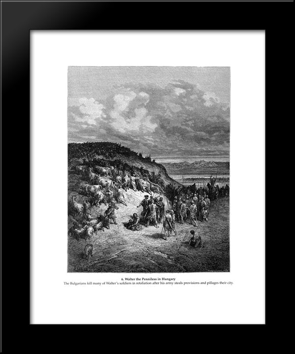 Walter The Penniless In Hungary 20x24 Black Modern Wood Framed Art Print Poster by Dore, Gustave