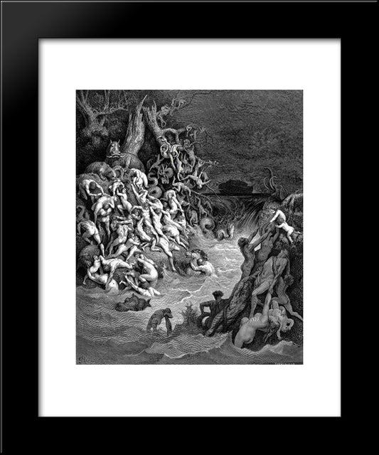 World Destroyed By Water 20x24 Black Modern Wood Framed Art Print Poster by Dore, Gustave