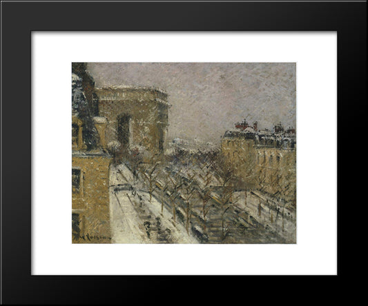 Arc De Triomphe In The Snow 20x24 Black Modern Wood Framed Art Print Poster by Loiseau, Gustave