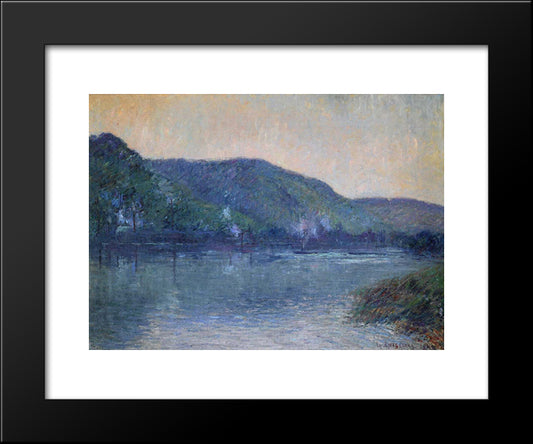 Boats On The Seine At Oissel 20x24 Black Modern Wood Framed Art Print Poster by Loiseau, Gustave