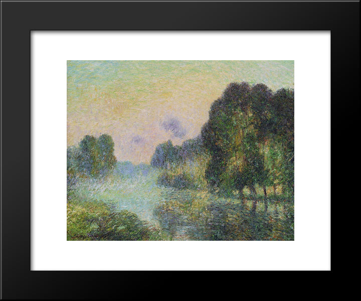 By The Eure River Fog Effect 20x24 Black Modern Wood Framed Art Print Poster by Loiseau, Gustave