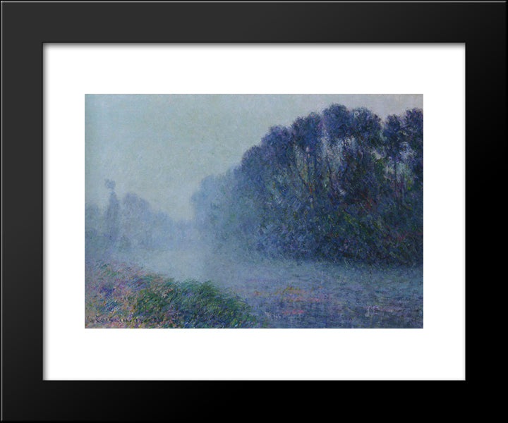 By The Eure River Mist Effect 20x24 Black Modern Wood Framed Art Print Poster by Loiseau, Gustave