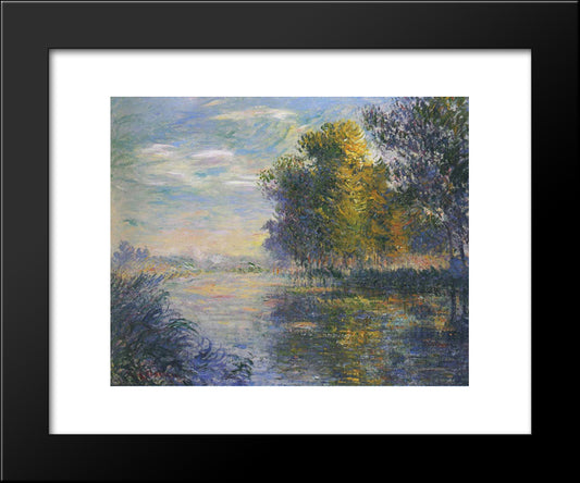 By The Eure River In Autumn 20x24 Black Modern Wood Framed Art Print Poster by Loiseau, Gustave