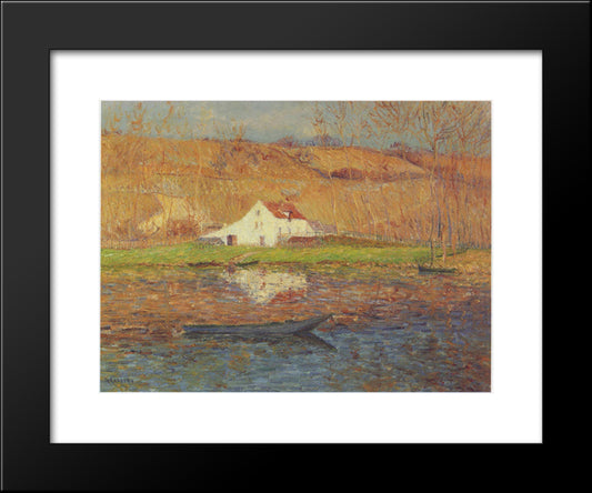 By The Loing River 20x24 Black Modern Wood Framed Art Print Poster by Loiseau, Gustave