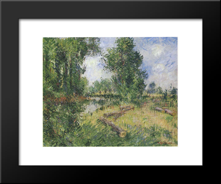 By The Orne River Near Caen 20x24 Black Modern Wood Framed Art Print Poster by Loiseau, Gustave