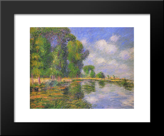 By The River In Autumn 20x24 Black Modern Wood Framed Art Print Poster by Loiseau, Gustave