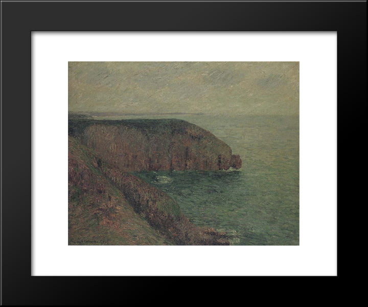 Cliffs At Fecamp 20x24 Black Modern Wood Framed Art Print Poster by Loiseau, Gustave