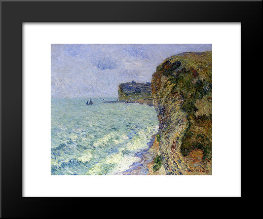 Grainville Cliff Near Fecamp 20x24 Black Modern Wood Framed Art Print Poster by Loiseau, Gustave