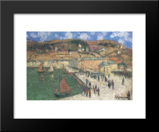 Grand Quay, Fecamp 20x24 Black Modern Wood Framed Art Print Poster by Loiseau, Gustave