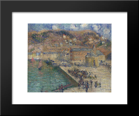 Grand Quay At Fecamp 20x24 Black Modern Wood Framed Art Print Poster by Loiseau, Gustave