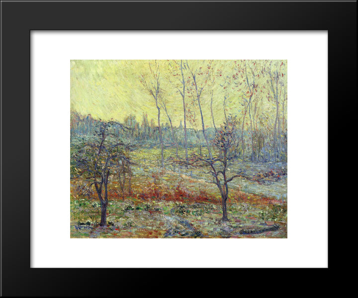 Landscape In Winter With Fog 20x24 Black Modern Wood Framed Art Print Poster by Loiseau, Gustave