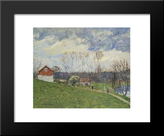 Landscape With House 20x24 Black Modern Wood Framed Art Print Poster by Loiseau, Gustave