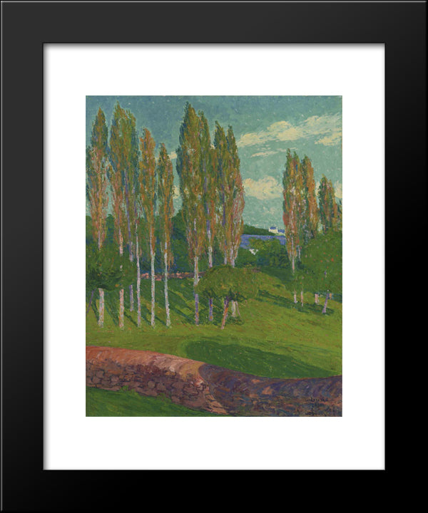 Poplars In Spring 20x24 Black Modern Wood Framed Art Print Poster by Loiseau, Gustave