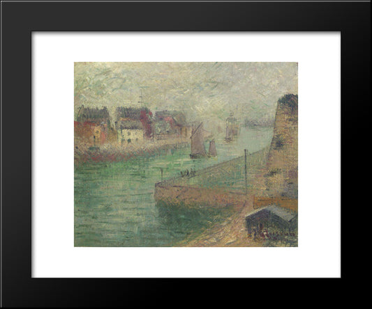 Port At Dieppe In Fog 20x24 Black Modern Wood Framed Art Print Poster by Loiseau, Gustave