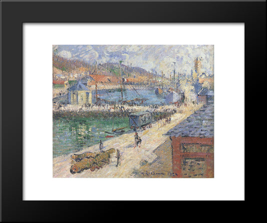 Port Of Fecamp 20x24 Black Modern Wood Framed Art Print Poster by Loiseau, Gustave