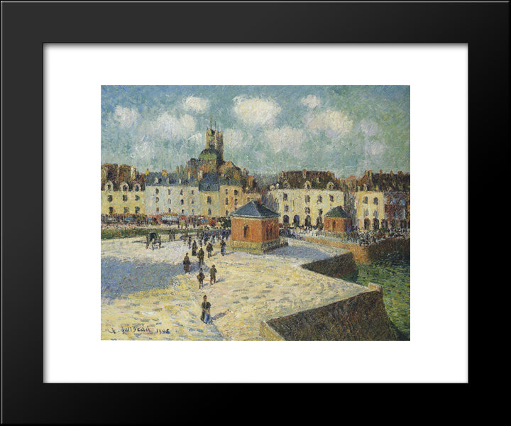 Quay At Dieppe 20x24 Black Modern Wood Framed Art Print Poster by Loiseau, Gustave