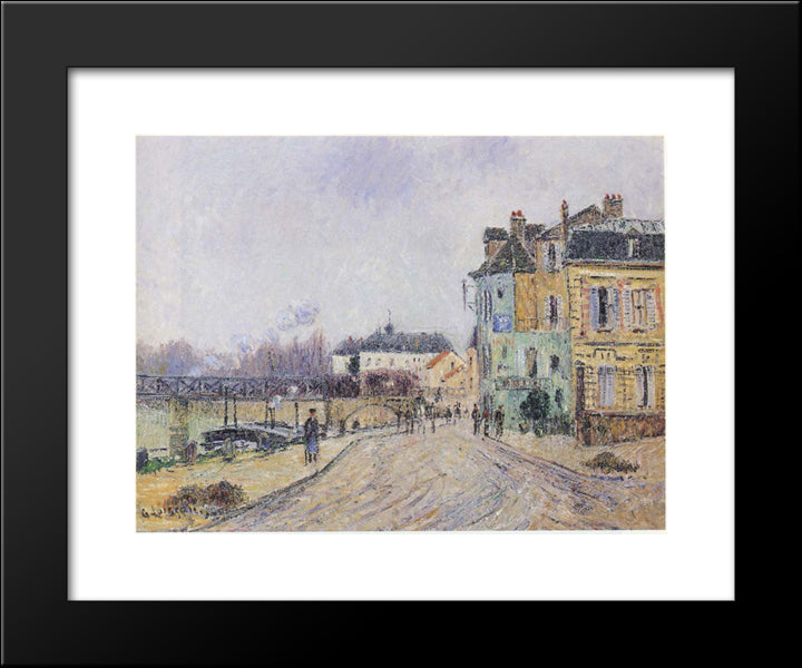 Quay On Oise In Pontoise 20x24 Black Modern Wood Framed Art Print Poster by Loiseau, Gustave