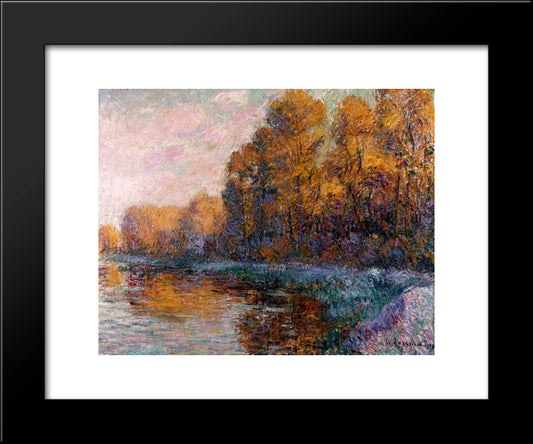 River In Autumn 20x24 Black Modern Wood Framed Art Print Poster by Loiseau, Gustave