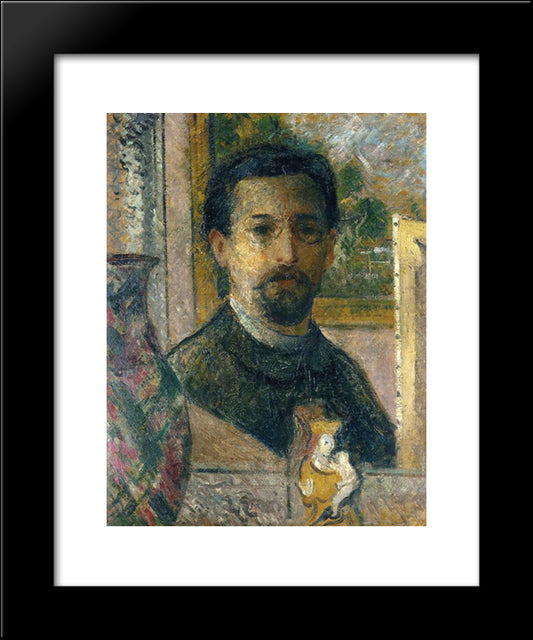 Self-Portrait With Statuette 20x24 Black Modern Wood Framed Art Print Poster by Loiseau, Gustave