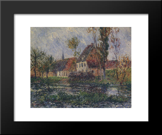 Small Farm By The Eure River 20x24 Black Modern Wood Framed Art Print Poster by Loiseau, Gustave